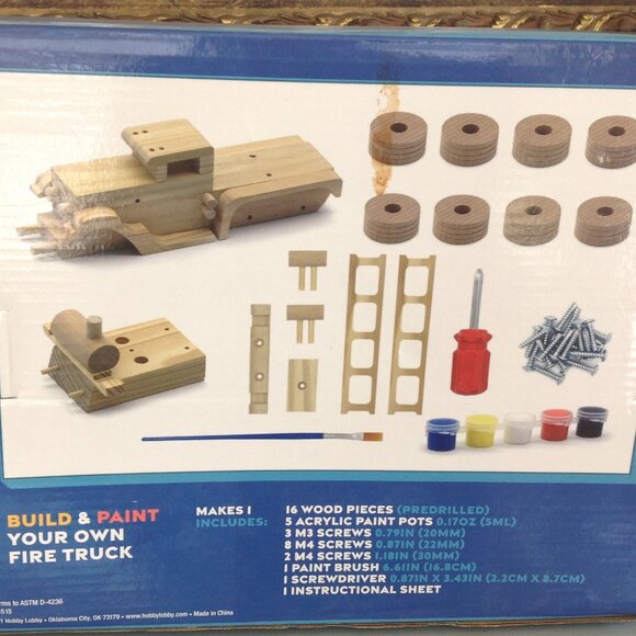 Fire Truck Wood Craft Kit - a Fun and Engaging Activity for Children - Picture 4 of 4